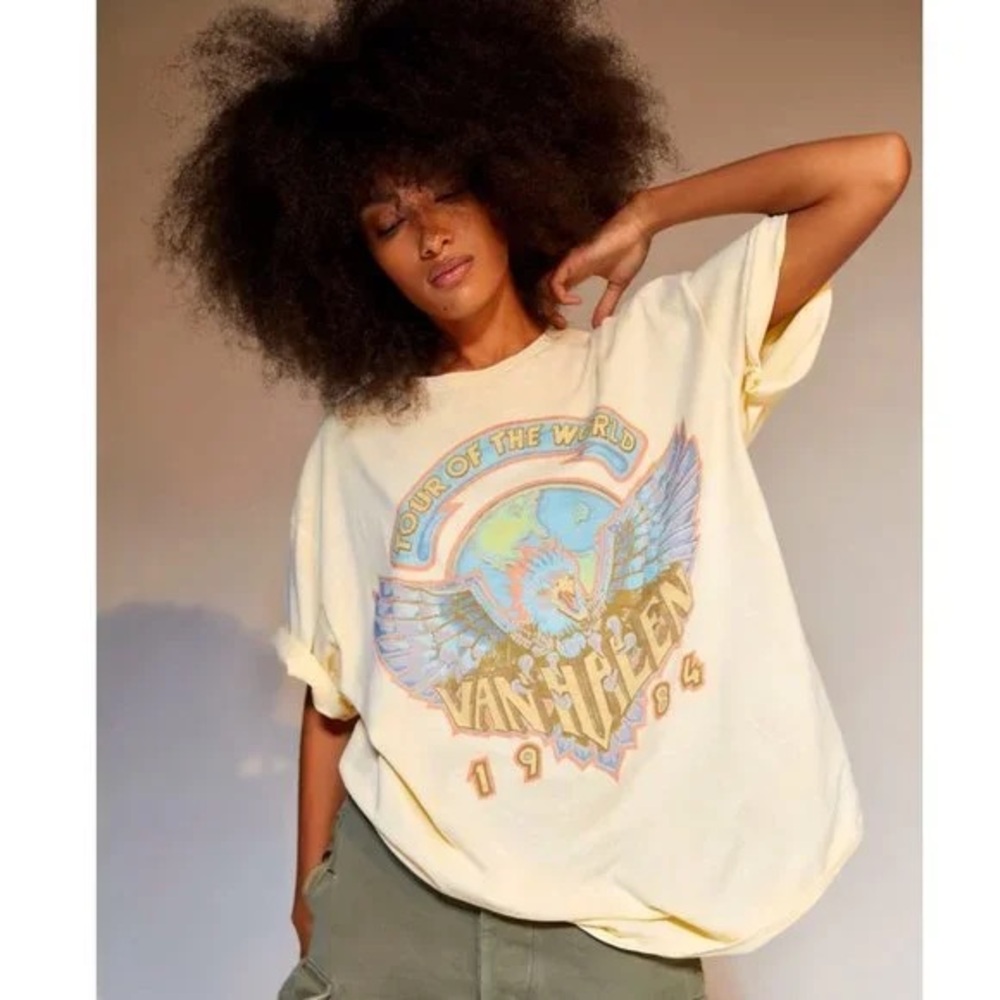 Urban outfitters yellow Van Halen oversized tshirt
